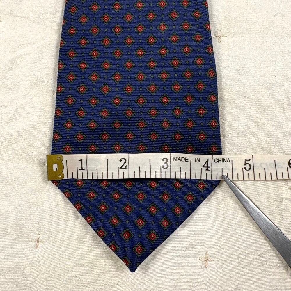 Brooks Brothers Golden Fleece Handmade Tie Blue Geo Print 100% Italian Silk NWT - Picture 7 of 8